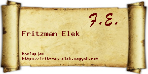 Fritzman Elek névjegykártya